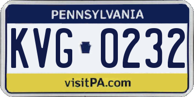 PA license plate KVG0232