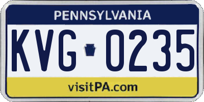 PA license plate KVG0235
