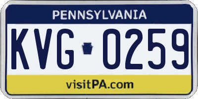 PA license plate KVG0259