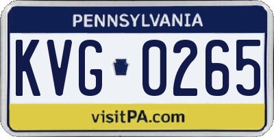 PA license plate KVG0265