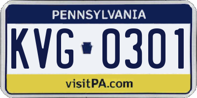PA license plate KVG0301