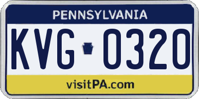 PA license plate KVG0320