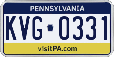 PA license plate KVG0331