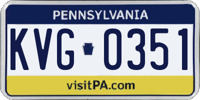 PA license plate KVG0351