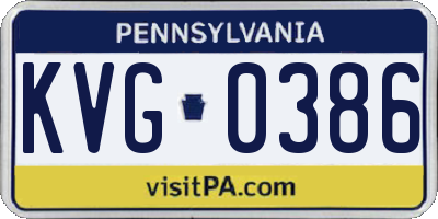 PA license plate KVG0386