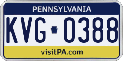 PA license plate KVG0388