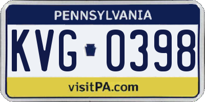 PA license plate KVG0398