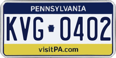 PA license plate KVG0402