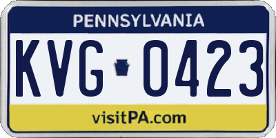 PA license plate KVG0423