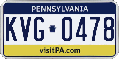 PA license plate KVG0478