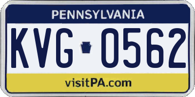 PA license plate KVG0562