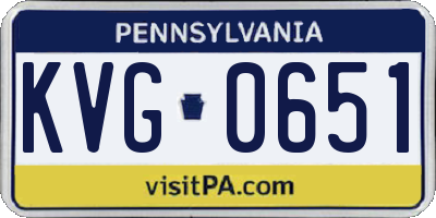 PA license plate KVG0651