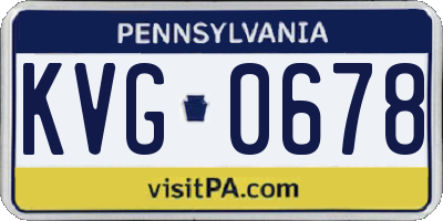 PA license plate KVG0678