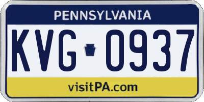 PA license plate KVG0937