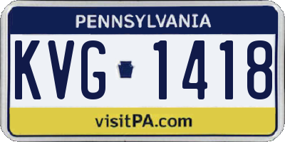 PA license plate KVG1418