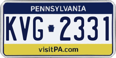 PA license plate KVG2331