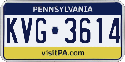 PA license plate KVG3614