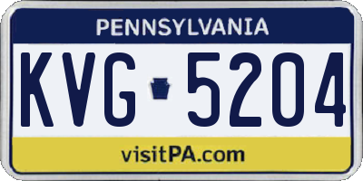 PA license plate KVG5204