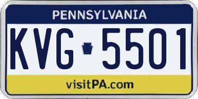 PA license plate KVG5501
