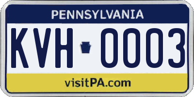 PA license plate KVH0003