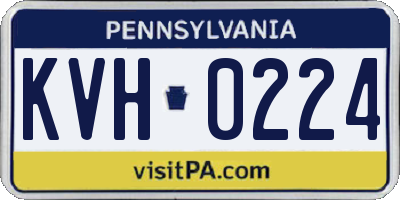 PA license plate KVH0224