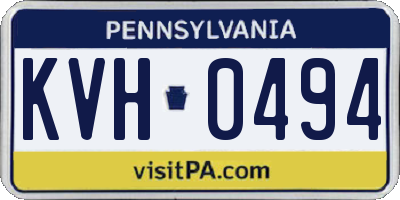 PA license plate KVH0494