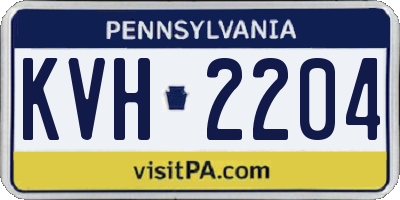 PA license plate KVH2204