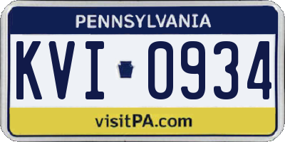 PA license plate KVI0934
