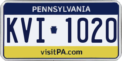 PA license plate KVI1020