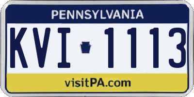 PA license plate KVI1113