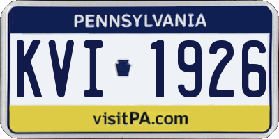 PA license plate KVI1926