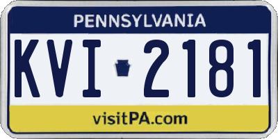 PA license plate KVI2181