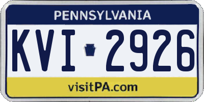 PA license plate KVI2926