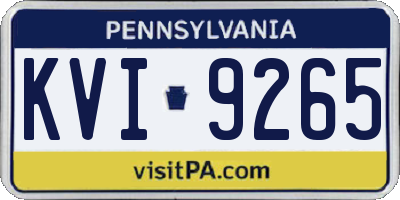 PA license plate KVI9265