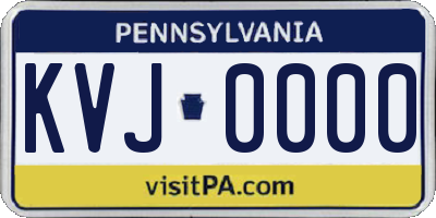 PA license plate KVJ0000