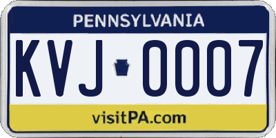 PA license plate KVJ0007