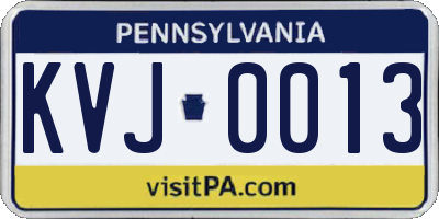 PA license plate KVJ0013