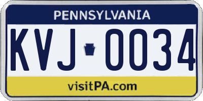 PA license plate KVJ0034