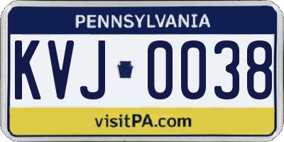 PA license plate KVJ0038