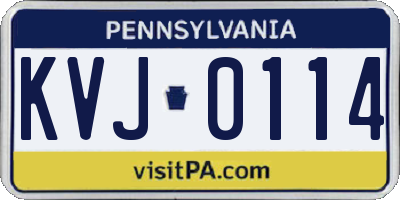 PA license plate KVJ0114