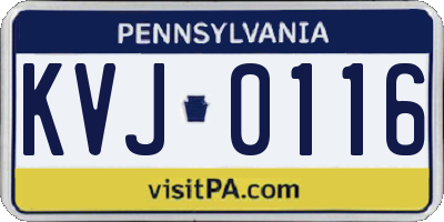 PA license plate KVJ0116