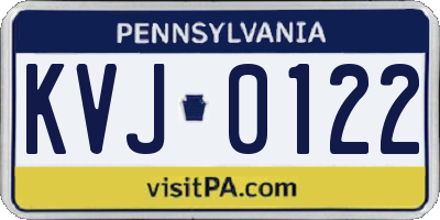 PA license plate KVJ0122