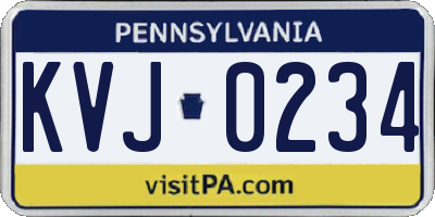 PA license plate KVJ0234