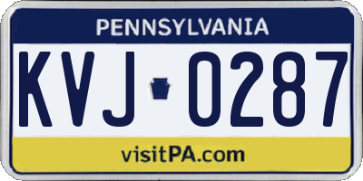 PA license plate KVJ0287