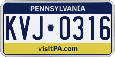 PA license plate KVJ0316