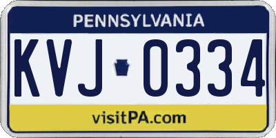 PA license plate KVJ0334