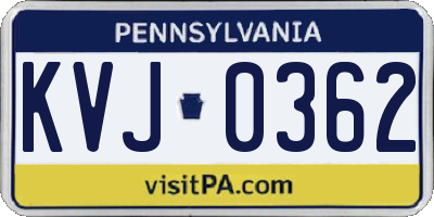 PA license plate KVJ0362