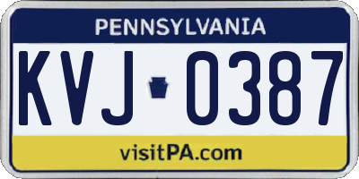 PA license plate KVJ0387