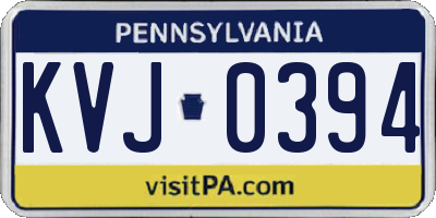 PA license plate KVJ0394