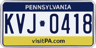 PA license plate KVJ0418
